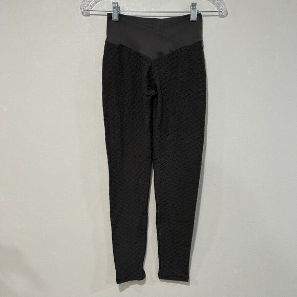 BoomBooty Women’s Scrunch Butt Leggings Black Size L Textured High Waisted - Picture 1 of 7